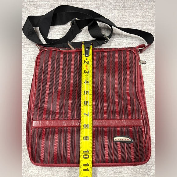 Travelon Crossbody Bag Red Striped Nylon Adjustable Strap Retro Y2K Expandable - Picture 5 of 12